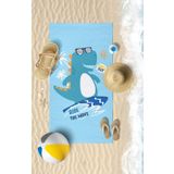 VEVİEN HOME Surf Dino Dijital Baskılı 60x130 Cm Çocuk Plaj Havlusu Surf Dino 70 x 145