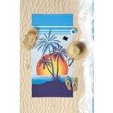 VEVİEN HOME Tropical Sunrise Dijital Baskılı 75x150 Cm Plaj Havlusu Mavi 70 X 140