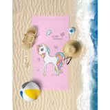 Vevien Home Unicorn Dijital Baskılı 70 x 140 cm Çocuk Plaj Havlusu - Pembe