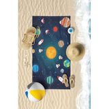 VEVİEN HOME Uzay ve Gezegenler Dijital Baskılı 70x140 Cm Çocuk Plaj Havlusu LACİVERT 70 X 140