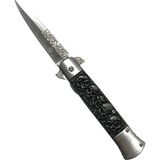 Vex Outdoor Swat Yarı Otomatik Siyah Kurukafa Kabze Kemer Klipsli Outdoor Çakı - Siyah Karışık
