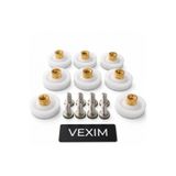 VEXİM Bella Pleksi Düz Duşakabin Tekeri 8'li Set - 20 mm Teker Çapı Pirinç Gövde - Paslanmaz Duşakabin Tekerleği Tamir Seti