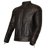 Vexo Vintage Siyah Deri Motosiklet Montu