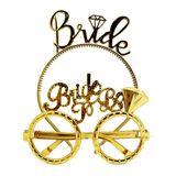 Vexor Bride Yazılı Taç Ve Bride To Be Yazılı Gözlük Seti - Altın Renk