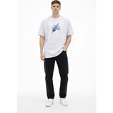 Vexor Erkek Asit Yıkamalı Oversize Tişört Bisiklet Yaka Kısa Kol T-Shirt - Beyaz - 00-Beyaz