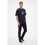 Vexor Erkek Asit Yıkamalı Oversize Tişört Bisiklet Yaka Kısa Kol T-Shirt - Siyah - XL