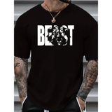Vexor Erkek Baskılı Tişört Kısa Kol Bisiklet Yaka Oversize T-Shirt - Siyah - 00-Beyaz