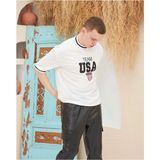 Vexor Erkek Bisiklet Yaka Tişört Nakış Işlemeli Kısa Kol Oversize T-Shirt - Beyaz - 00-Beyaz - 2XL