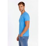 Vexor Erkek Body T-Shirt V Yaka Slim Fit Likralı Kısa Kol Tişört - Açık Mavi - 2XL