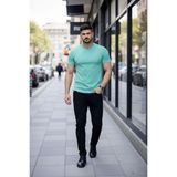Vexor Erkek Body Tişört Bisiklet Yaka Slim Fit Likralı T-Shirt - Turkuvaz - Turkuaz - 2XL