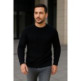 Vexor Erkek Fitilli Triko Bisiklet Yaka Kalın Kazak 3'lü Set Beyaz-Bordo-Siyah - Siyah - Beyaz - Bordo - M
