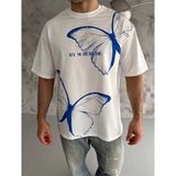 Vexor Erkek Kısa Kol Yazlık Tişört Bisiklet Yaka Baskılı Oversize T-Shirt - Beyaz - 00-Beyaz