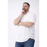 Vexor Erkek Pike Kumaş Düğmeli Yaka Battal Büyük Beden Günlük Kısa Kol Tişört T-Shirt - Beyaz