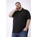 Vexor Erkek Pike Kumaş Düğmeli Yaka Battal Büyük Beden Günlük Kısa Kol Tişört T-Shirt - Siyah
