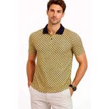 Vexor Erkek Pike Kumaş Polo Yaka Desenli Tişört Kısa Kol Yazlık T-Shirt - Sarı