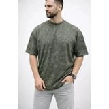 Vexor Erkek Premium Tişört Osy Yumuşak Dokulu Yıkamalı Oversize T-Shirt - Haki