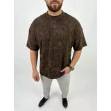 Vexor Erkek Premium Tişört Osy Yumuşak Dokulu Yıkamalı Oversize T-Shirt - Kahverengi