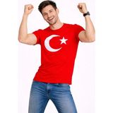 Vexor Erkek T-Shirt Kısa Kol Bisiklet Yaka Ay Yıldız Bayrak Baskılı Tişört - Kırmızı - 023-Kırmızı - 2XL