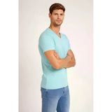 Vexor Erkek T-Shirt V Yaka Slim Fit Dar Kesim Likralı Tişört Günlük Basic Body - Turkuvaz