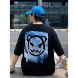 Vexor Erkek Tişört Bisiklet Yaka Kore Tarzı Baskı Kısa Kol T-Shirt - Siyah - 2XL