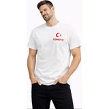 Vexor Erkek Türkiye Ay Yıldız Baskılı Taraftar Forma T-Shirt - Beyaz - XS