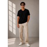 Vexor Erkek V Yaka Basic Tişört Kısa Kol Yazlık Regular Fit T-Shirt - Siyah - XL