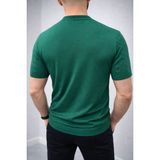 Vexor Erkek Yazlık Triko Dokuma Tişört Kısa Kol Bisiklet Yaka Örgü Desenli T-Shirt - Haki