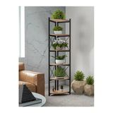 Vexor Kitaplık Çiçeklik 6 Raflı Ceviz Çok Amaçlı Stand Altı Bölmeli 160*30*43