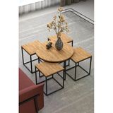 Vexor Orta Sehpa Ve Zigon Sehpa Oval Lüx 5'Li Set Atlantik Çam