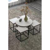 Vexor Orta Sehpa Ve Zigon Sehpa Oval Lüx 5'Li Set Beyaz