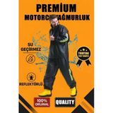 Vexor Premium Motorcu Kurye Yağmurluk Takım Su Geçirmez Pvc Kumaş Reflektörlü Tübitak Onaylı - Siyah