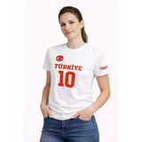 Vexor Türkiye Ay Yıldız Baskılı 10 Numara Forma Tişört Taraftar T-Shirt - Beyaz