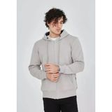 Vexor Unisex Tam Fermuarlı Kapşonlu Sweatshirt - Boyalı Gri