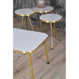 Vexor Zigon Sehpa Ve Orta Sehpa Kr Gold Metal Ayak Gold Beyaz Set