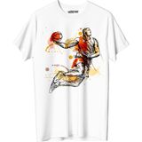Vexshirt Erkek Basketbol Temalı Regular Tişört - 2XL - Beyaz