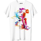 Vexshirt Erkek Basketbol Temalı Regular Tişört - XL - Beyaz