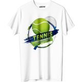 Vexshirt Erkek Tenis Temalı Regular Tişört - 2XL - 001-Beyaz