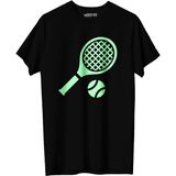 Vexshirt Erkek Tenis Temalı Regular Tişört - 2XL - Siyah