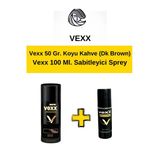 vexx maestro Vexx 50 Gr. Koyu Kahve Saç Tozu Topik 100 Ml. Sabitleyici Sprey