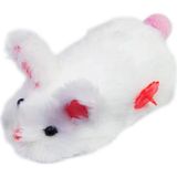 Veyronpet Kurmalı Tavşan Kedi Oyuncağı Hareketli Peluş Tavşan Interaktif Avcılık Oyuncağı - Beyaz