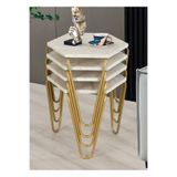 Veys Sehpa GOLD BOYA - TAŞ DESEN 4 LÜ PİRAMİT ZİGON SEHPA
