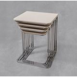 Veys Sehpa Tekerleksiz Vegas Zigon Sehpa 4'lü Krem MDF Yüzey ve Metal Ayaklarla Modern Tasarım