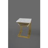 Veys Sehpa TEKERSİZ - VEGAS ZİGON SEHPA 4 LÜ - GOLD - MERMER