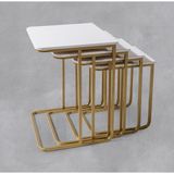 Veys Sehpa Tekersiz - Vegas Zigon Sehpa 4 Lü - Gold - Whıte - WHITE