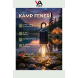 Vezir Aksesuar Solar Şarjlı Retro Kamp Lambası | USB Type-C, 3 Modlu LED Camping Feneri