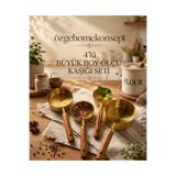 VEZZA HOME Ahşap Saplı Gold Ölçü Kaşığı Seti – Sıvı ve Katı Ölçüm Kupası (4’lü Set)
