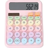 Vezza Home Güneş Enerjili Pilli Hesap Makinesi 12 Haneli Şık Tasarım Pembe Renk
