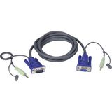 VGA Kablosu, 1 x Hdb-15 Erkek (Vga Monitör), 1 x Mini Stereo Fiş (Hoparlör) <=> 1 x Hdb-15 Dişi (Kvm Port), 1 x Mini Stereo Fiş (Hoparlör), 1.8 Metre vga Cable With Audio, 1.8m