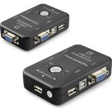 VGA USB Kvm Switch 2 In 1 Out + 2 Port USB Console + 2 Port USB Pc (Klavye/mouse + Yazıcı) - Siyah