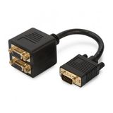 Vga Y Splitter Kablosu, 1 X Hd15 Erkek <-> 2 X Hd15 Dişi Yuva, 0.20 Metre, Cu, Awg28, Çift Ka
